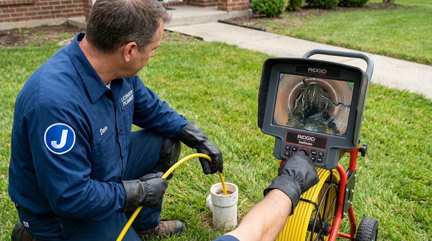 Sewer camera inspection being performed by Johns Plumbing LLC in Glouster
