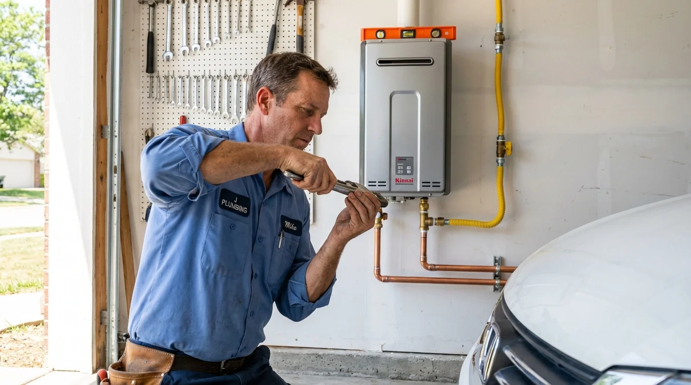 Tankless water heater installation by a Johns Plumbing LLC plumber in Glouster